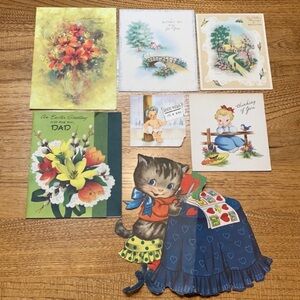 Vintage Greeting Cards 1940s-1950s Lot of 7